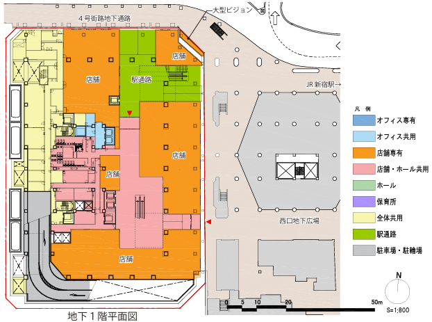 （仮称）明治安田生命新宿ビル　地下１階平面図