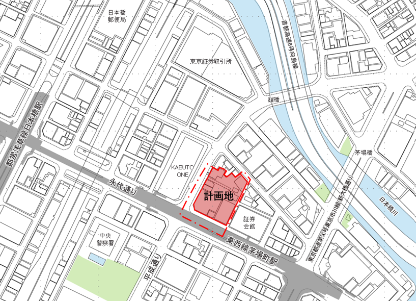 (仮称)日本橋茅場町一丁目6地区開発計画　計画地