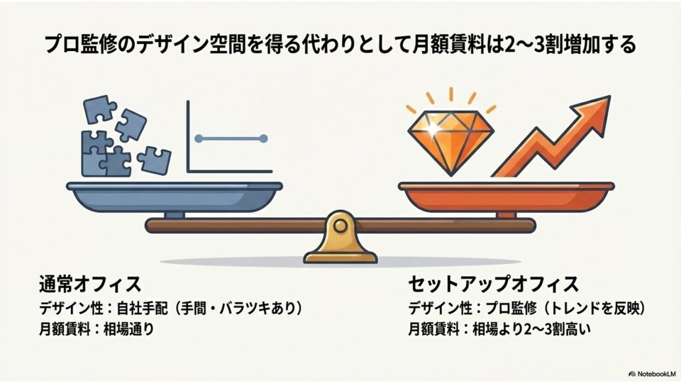プロ監修のデザイン空間を得る代わりとして月額賃料は2～3割増加する