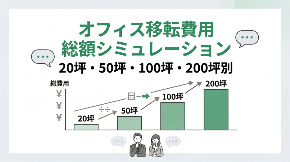 オフィス移転費用の総額シミュレーション｜20坪・50坪・100坪・200坪別