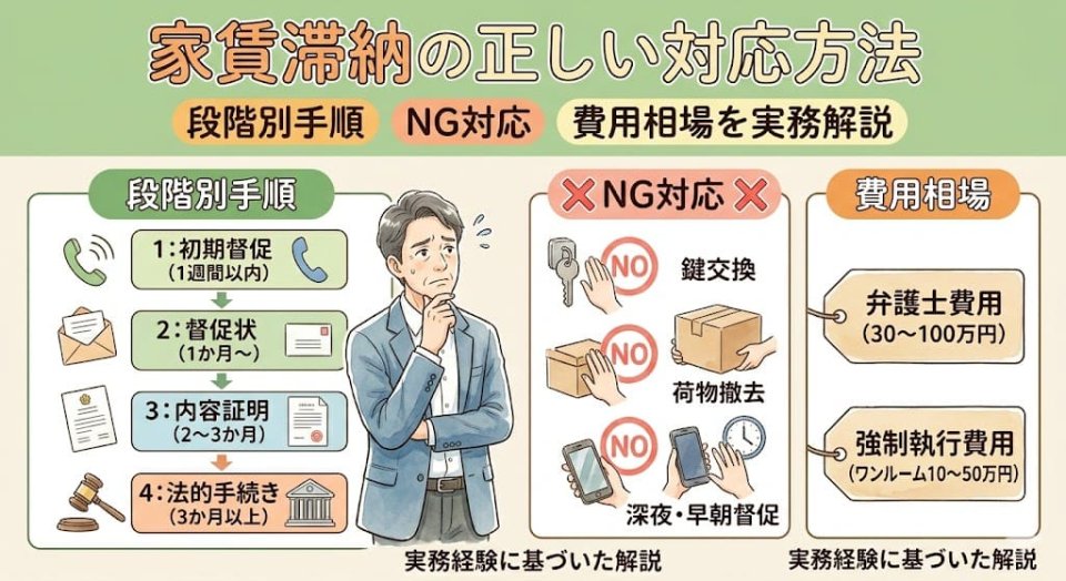 家賃滞納の正しい対応方法|段階別手順・NG対応・費用相場を実務解説