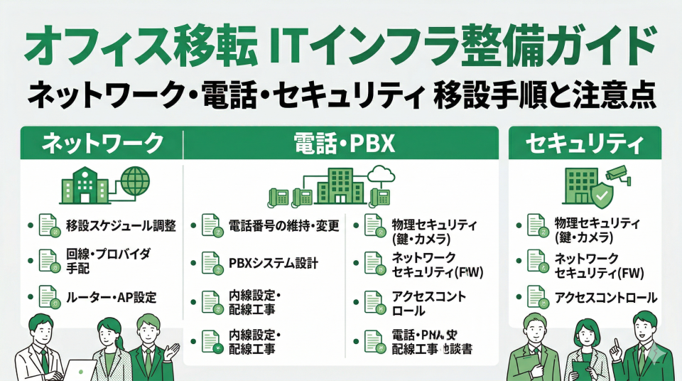 オフィス移転のITインフラ整備ガイド|ネットワーク・電話・セキュリティの移設手順と注意点【2026年版】