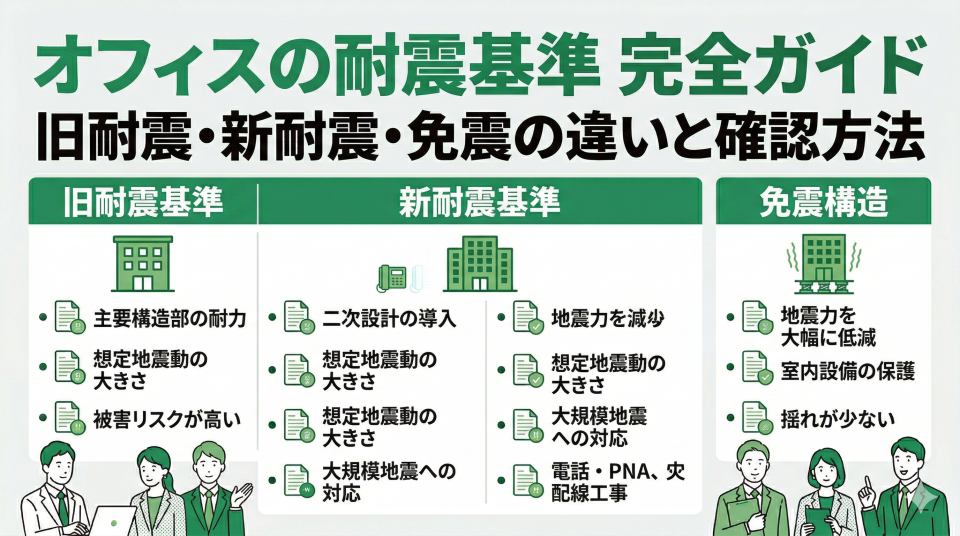 オフィスの耐震基準と安全性の確認方法｜旧耐震・新耐震・免震の違いをわかりやすく解説