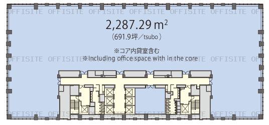 丸の内トラストタワーN館の基準階平面図