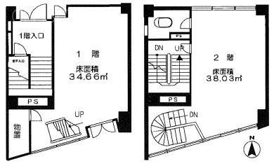 CHA-CHAビル1F～2F 間取り図