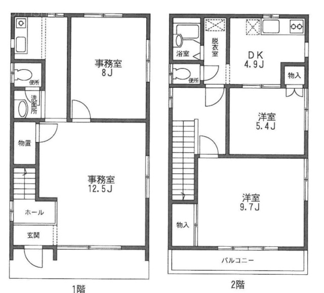 神山町一戸建てビル1F～2F 間取り図