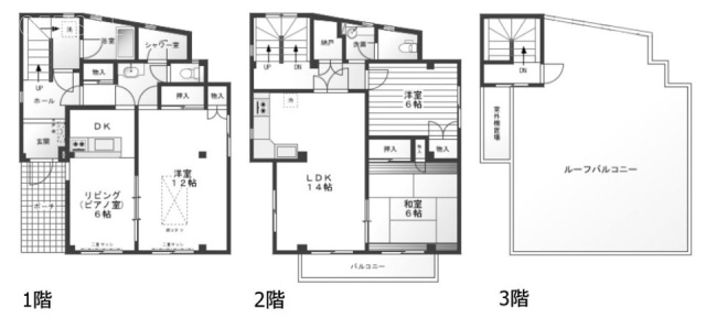 瀬田2丁目1F～2F 間取り図