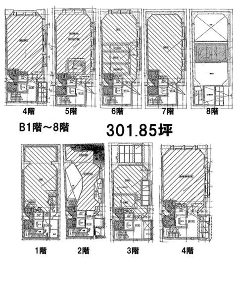 日本橋兜町ビルB1F～8F 間取り図