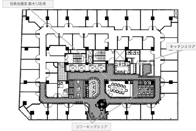 日本橋大栄ビル(7階:サービスオフィス)1-2名 窓側 間取り図