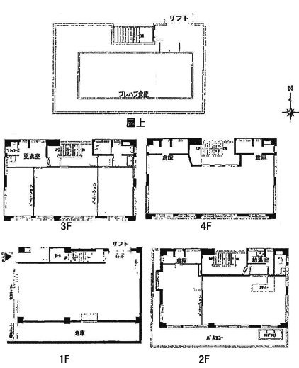 神楽坂ビコービル1F～5F 間取り図