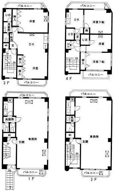 モント原宿ビル1F～4F 間取り図