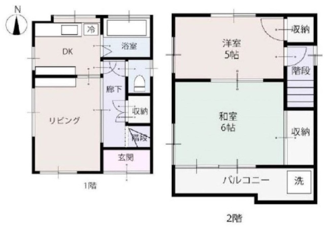 木場ハウスビル1F~2F 間取り図