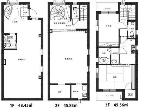 白山下ビル1-3F 間取り図