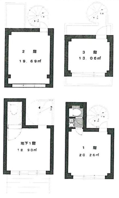 下連雀4丁目ビルB1F～3F 間取り図