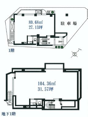ムツミビルB1F~1F 間取り図