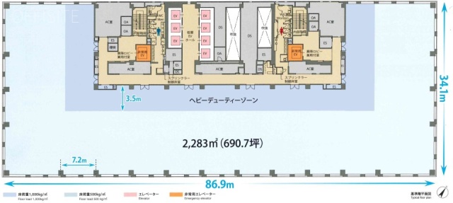 ダイバーシティ東京オフィスタワー21F 間取り図