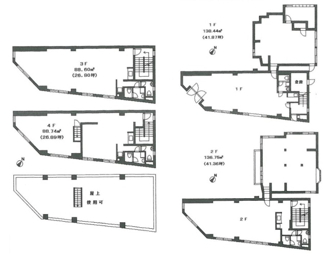 三瑛ビル1F～4F 間取り図