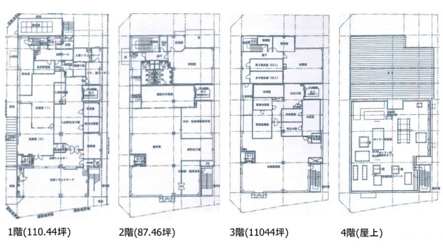 食品工場ビル1F～3F 間取り図