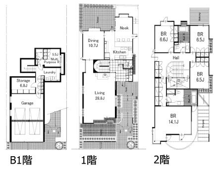 駒沢4丁目ハウスB1F～2F 間取り図