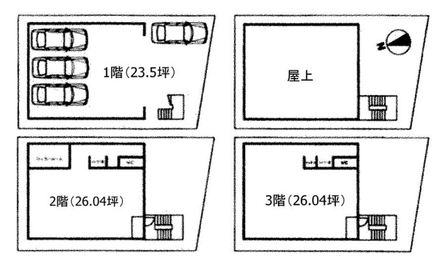 ECOLO北参道第6ビル1F~3F 間取り図