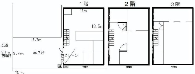 南蒲田工場ビル1F-3F 間取り図