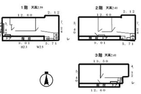 申豊千歳ビル1F～3F 間取り図