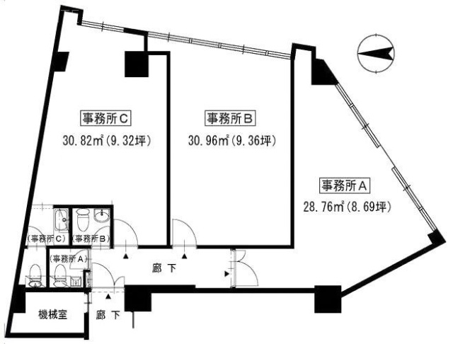 陽輪台高円寺ビルA-C 間取り図