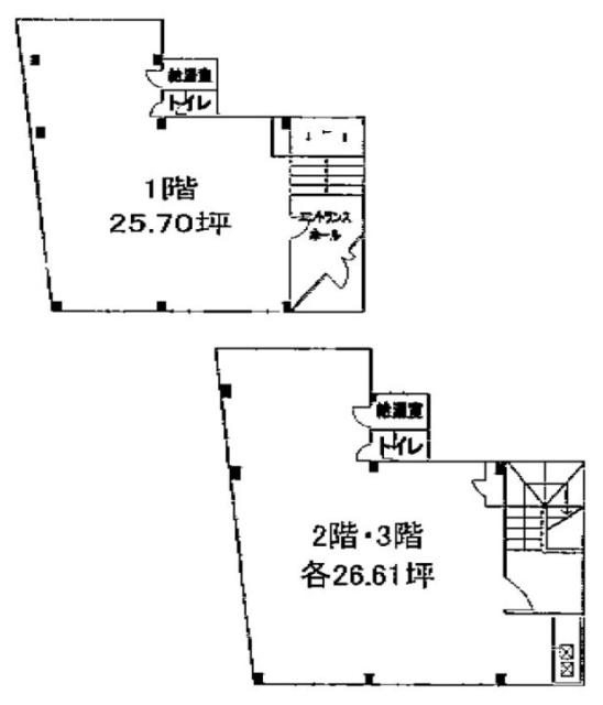 渋谷本町4TUビル1F～3F 間取り図