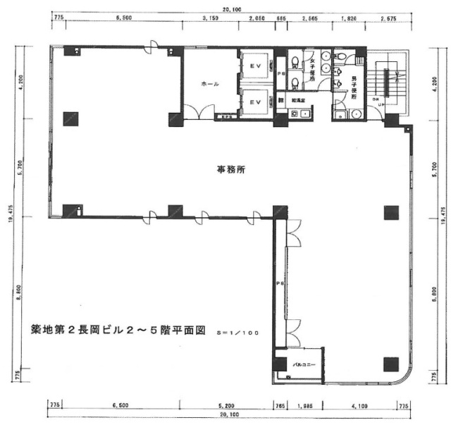 築地エー・アイ・ユービル4F 間取り図