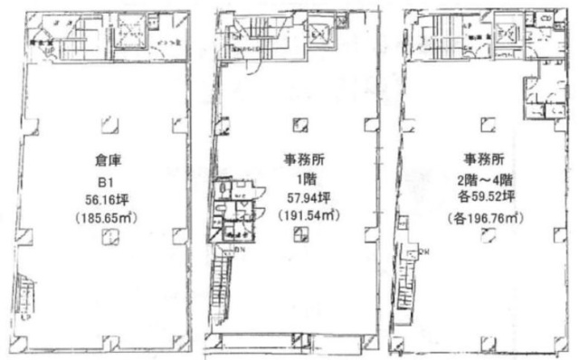 第1キクチビルB1F~4F 間取り図