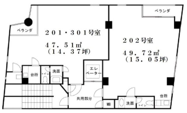 ベルジュール麻布202 間取り図
