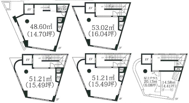 ラ・ペルラ白金台1F～5F 間取り図