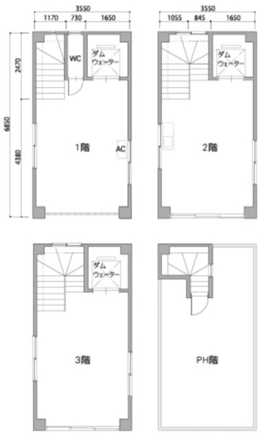 東邦商会ビル1F～3F 間取り図