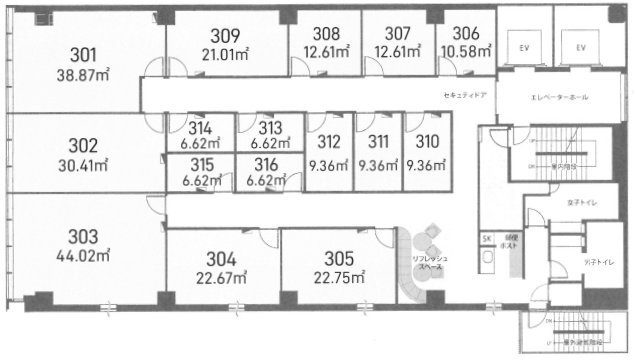 H1O西新宿306 間取り図