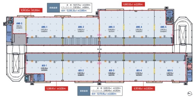 東京流通センター物流ビルA棟E6-3~5 間取り図