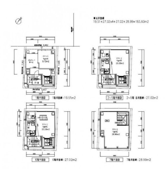 華立ビル1F~7F 間取り図