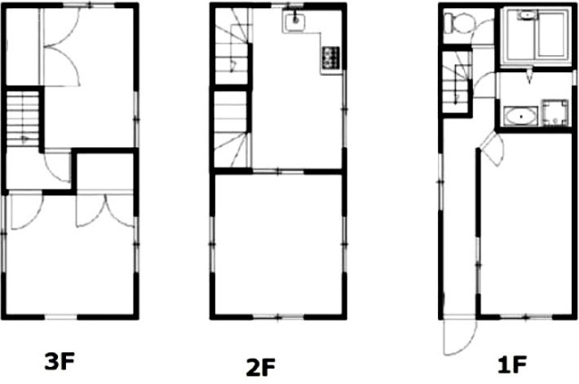 北沢2丁目貸事務所・店舗1F～3F 間取り図