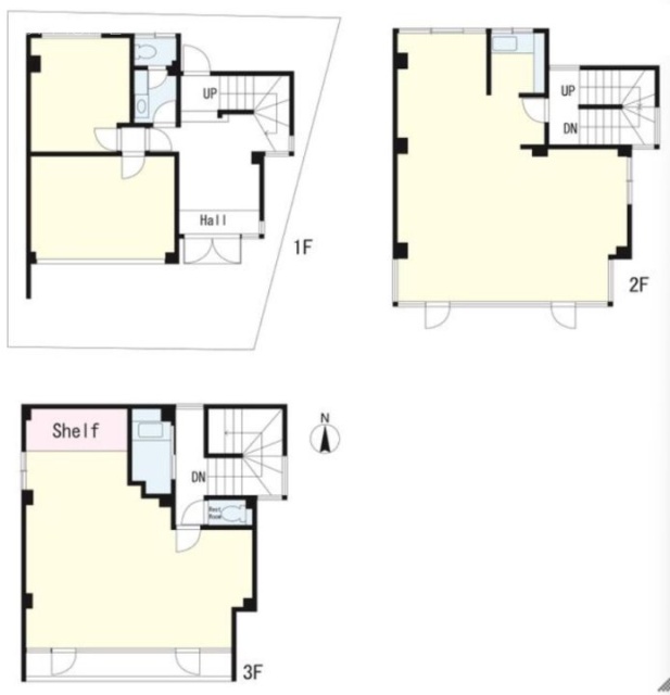 平岩Aビル1F～3F 間取り図