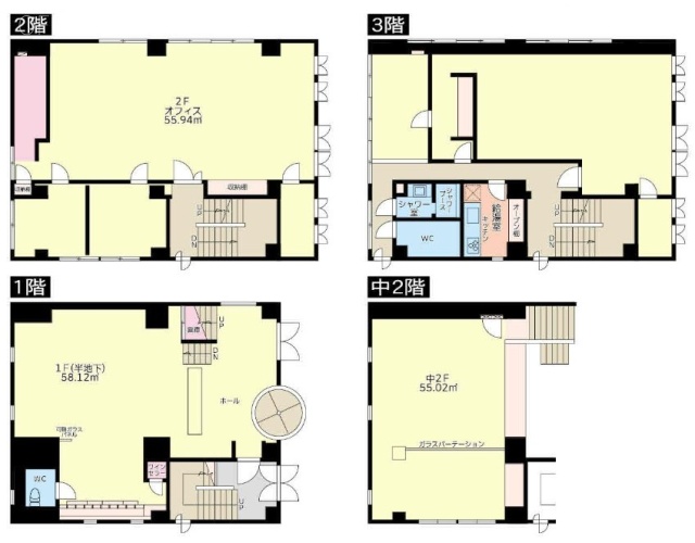 西麻布ビル1F~3F 間取り図