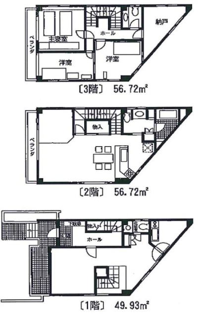 北参道ビル1F～3F 間取り図