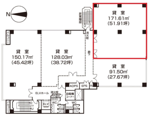 ツインビュー御茶ノ水2F 間取り図