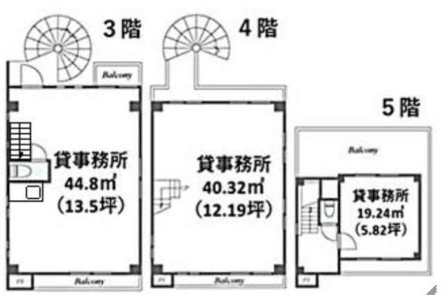 第一山本ビル3F～5F 間取り図