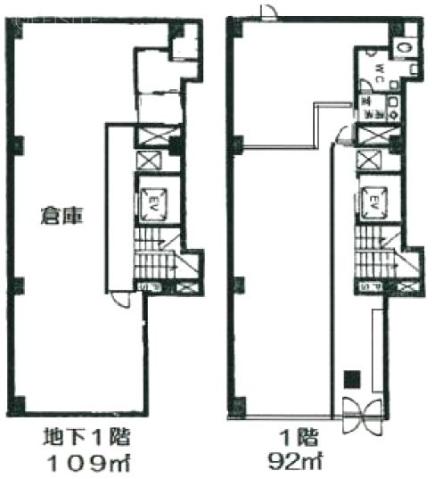 エクセル神田B1F～1F 間取り図