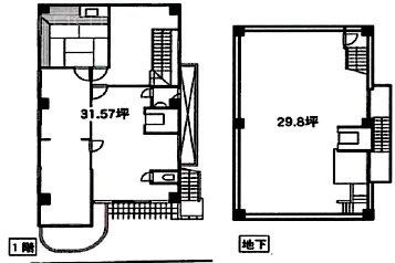 カワグチビルB1F～1F 間取り図