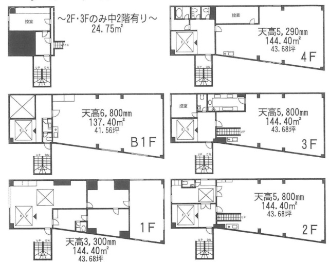 K・PLAZAビルB1F~4F 間取り図