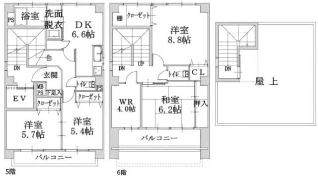 エクセル麹町ビル5F～6F 間取り図