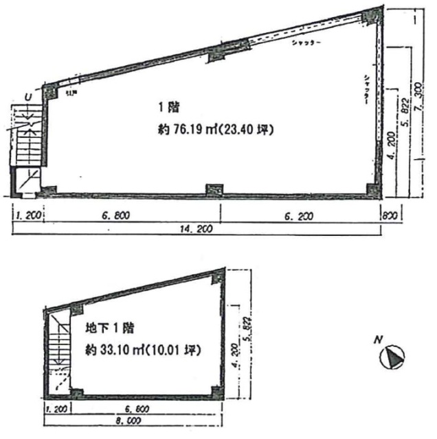 河野ビルB1F～1F 間取り図