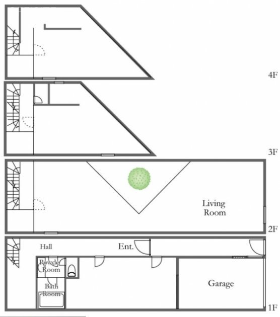 LIGHT HOUSE 南平台1F～4F 間取り図