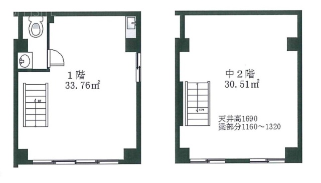 千陽本社ビル1F～中2F 間取り図