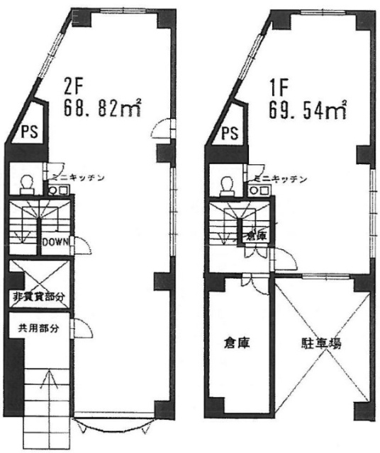 自在ビル1-2F 間取り図